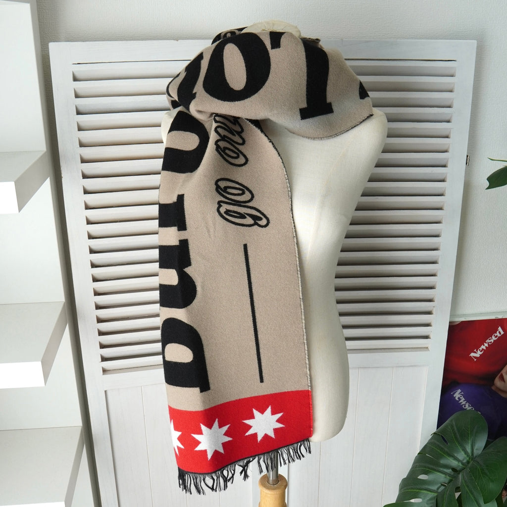 バーバリー ロゴ ウール フットボール マフラー ベージュ