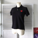 プレイ コムデギャルソン ハートロゴ 半袖ポロシャツ ブラック - NEWSED