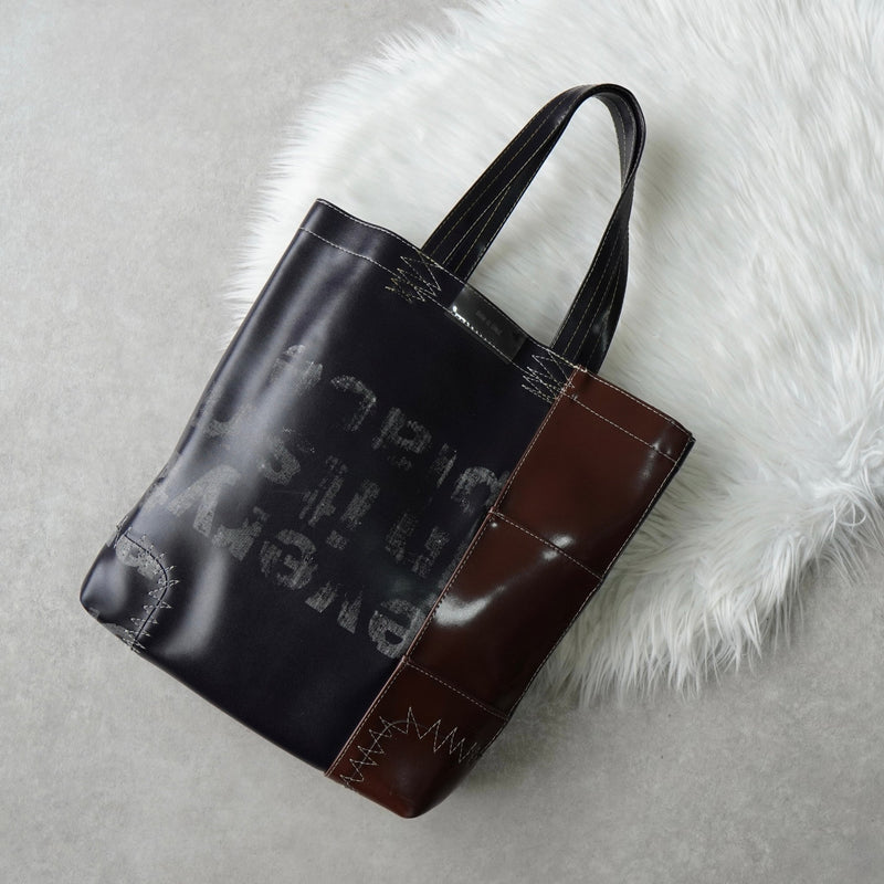 コムデギャルソン ステッチ トートバッグレザー ネイビー / ブラウン - NEWSED