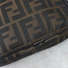 Fendi Zucca Canvas Leather Shoulder Bag Brown