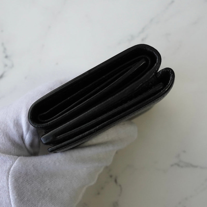 バレンシアガ エブリディ レザー 三つ折り財布 コンパクトウォレット ブラック - NEWSED