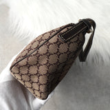 セリーヌ マカダム キャンバス / レザー ミニ ワンショルダーバッグ アクセサリーポーチ ブラウン - NEWSED