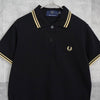 Fred Perry 徽标刺绣短袖 Polo 衫 黑色
