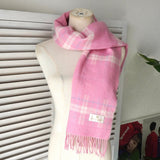 クレージュ ロゴ ウール チェック マフラー ピンク レディース - NEWSED