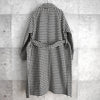 Ami Paris Houndstooth Wool Balmac Coat with Belted Waist Black/White