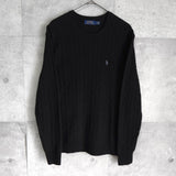 ポロ ラルフローレン スモールポニー カシミヤ ウール ケーブル ニット ブラック - NEWSED