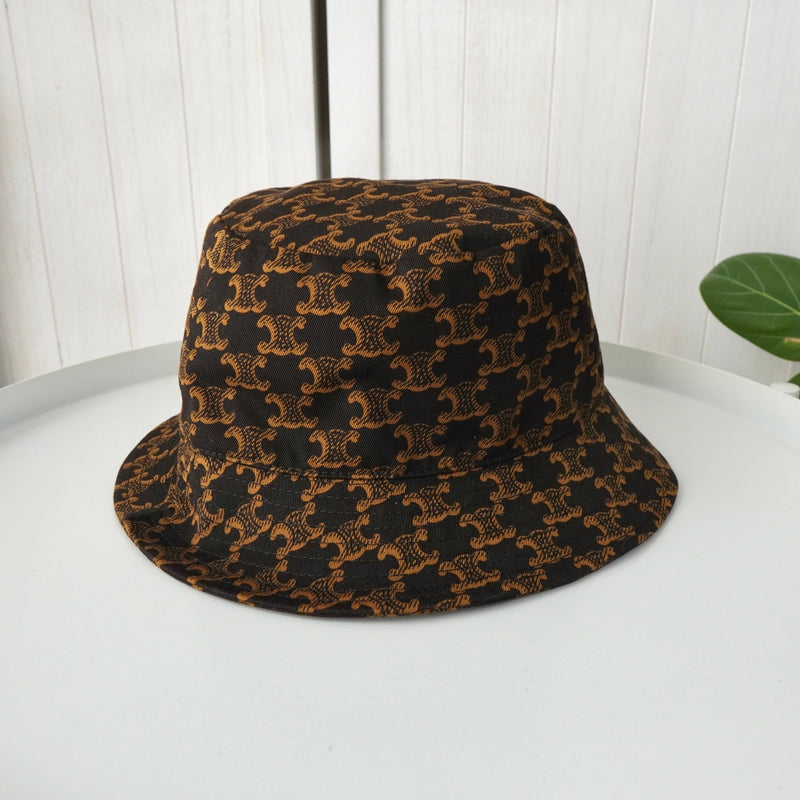 セリーヌ ロゴ トリオンフ モノグラム バケットハット ブラウン - NEWSED