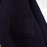 グッチ シェリーライン ウールブレンド ニット カーディガン 金ボタン ネイビー - NEWSED