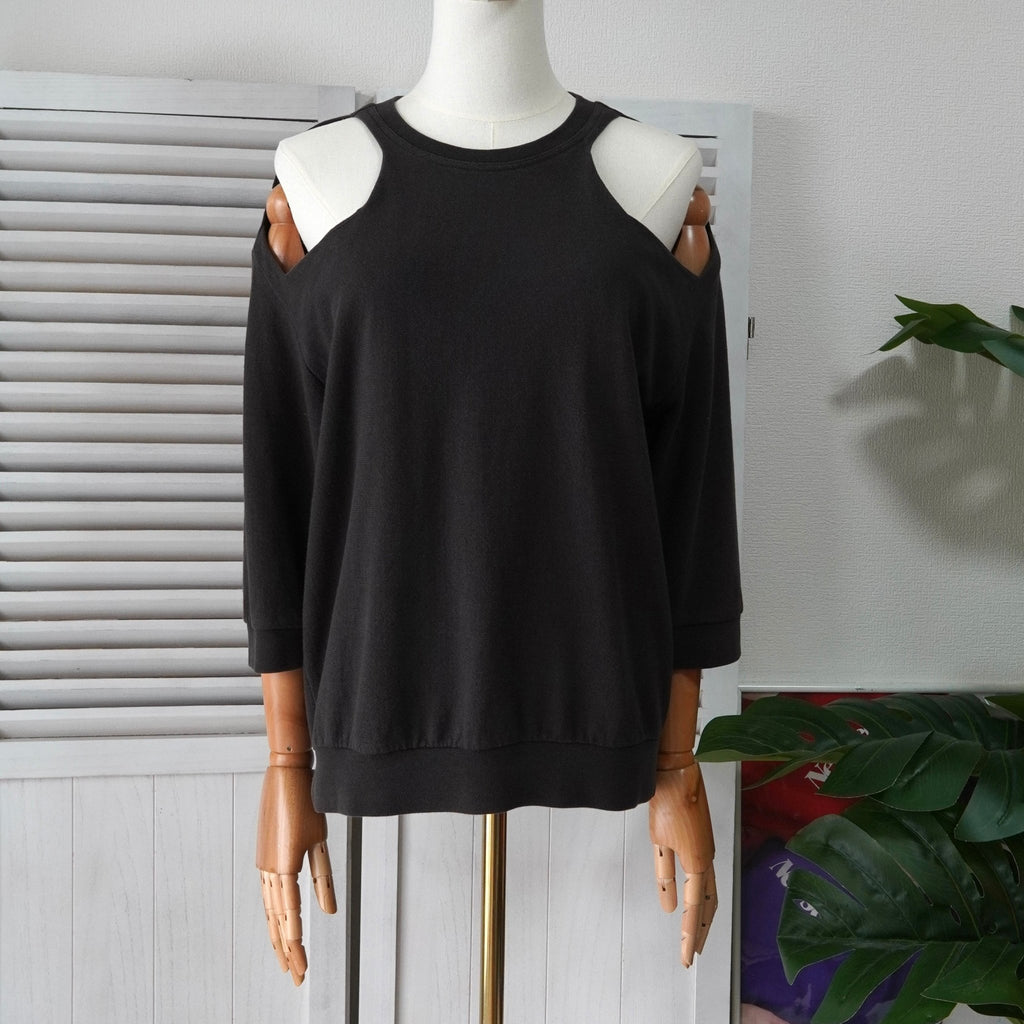 エムエムシックス メゾンマルジェラ ショルダー カットオフ 変形 スウェット トップス グレー レディース