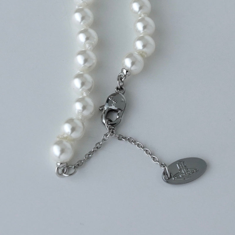 ヴィヴィアン ウエストウッド オーブ フェイクパール ピン ラインストーン ネックレス チョーカー シルバー - NEWSED