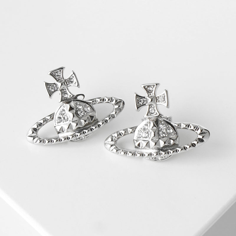 ヴィヴィアン ウエストウッド オーブ ラインストーン シルバー ピアス 箱付き - NEWSED