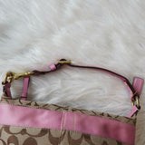 コーチ シグネチャー キャンバス ハンドバッグ ピンク ベージュ - NEWSED