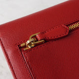 プラダ サフィアーノ レザー 二つ折り財布 長財布 レッド ゴールド - NEWSED