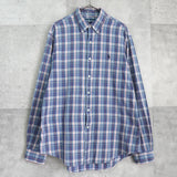 ポロ ラルフローレン ロゴ 刺繍 長袖シャツ チェック柄 ブルー - NEWSED