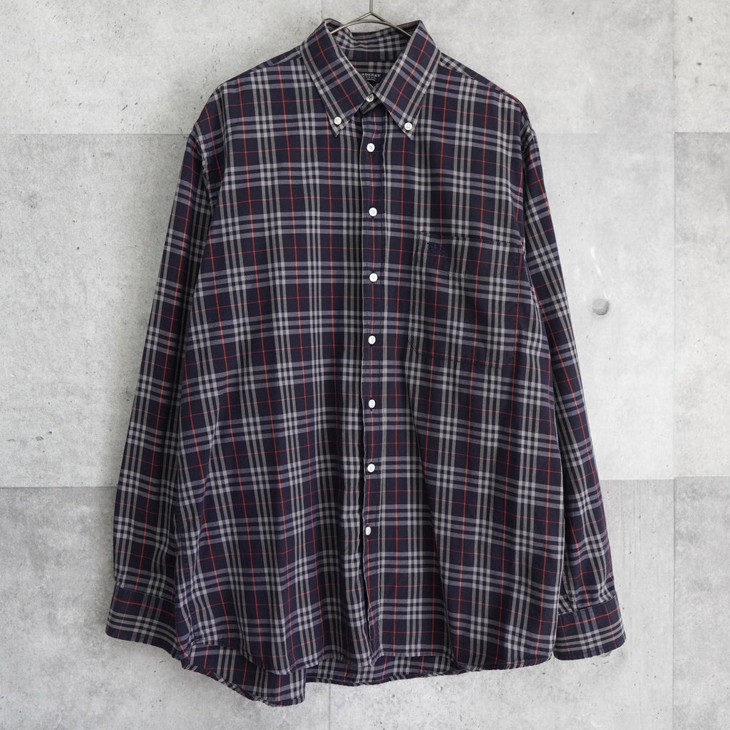 Burberry 海军蓝 Nova 格纹马徽标刺绣长袖衬衫