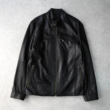アンドリューマーク ラムレザー シングル ライダースジャケット レザージャケット ブラック メンズ - NEWSED