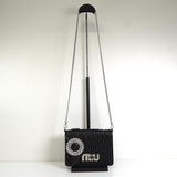 ミュウミュウ マテラッセ ビジュー レザー チェーン ショルダーバッグ ブラック - NEWSED