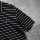 ナイキ ロゴ ボーダー 半袖ポロシャツ ブラック - NEWSED