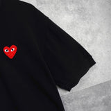 プレイ コムデギャルソン ハート ロゴ 半袖ポロシャツ ブラック - NEWSED