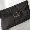 Fendi Mamma Bucket Zucchino Double Flap Nylon Canvas One Shoulder Bag Brown