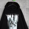 Valentino logo print hoodie in black