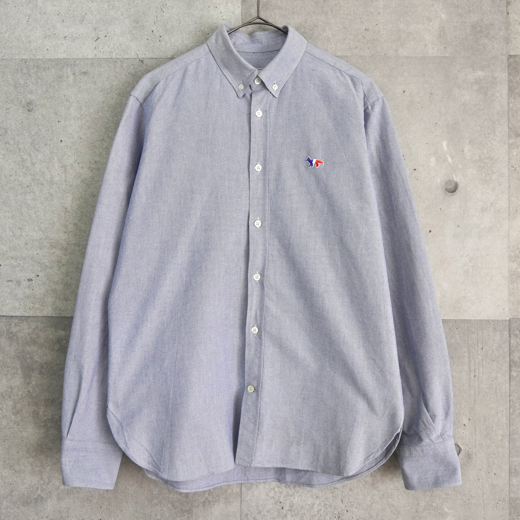 Maison Kitsune Tricolor Fox Oxford Shirt Long Sleeve Shirt Saxe Blue