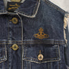 Vivienne Westwood Orb Embroidered Distressed Back Print Denim Jacket Blue Women's