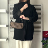 セリーヌ マカダム キャンバス / レザー ミニ ワンショルダーバッグ アクセサリーポーチ ブラウン - NEWSED