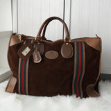 オールド グッチ シェリーライン スエード / レザー ボストンバッグ ビジネスバッグ ブラウン - NEWSED