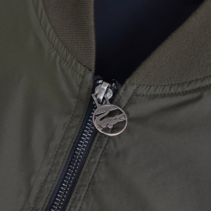 ラコステ リバーシブル ブルゾン ロゴパッチ ブラック/カーキ - NEWSED