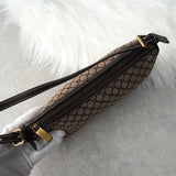 セリーヌ マカダム キャンバス / レザー ミニ ワンショルダーバッグ アクセサリーポーチ ブラウン - NEWSED