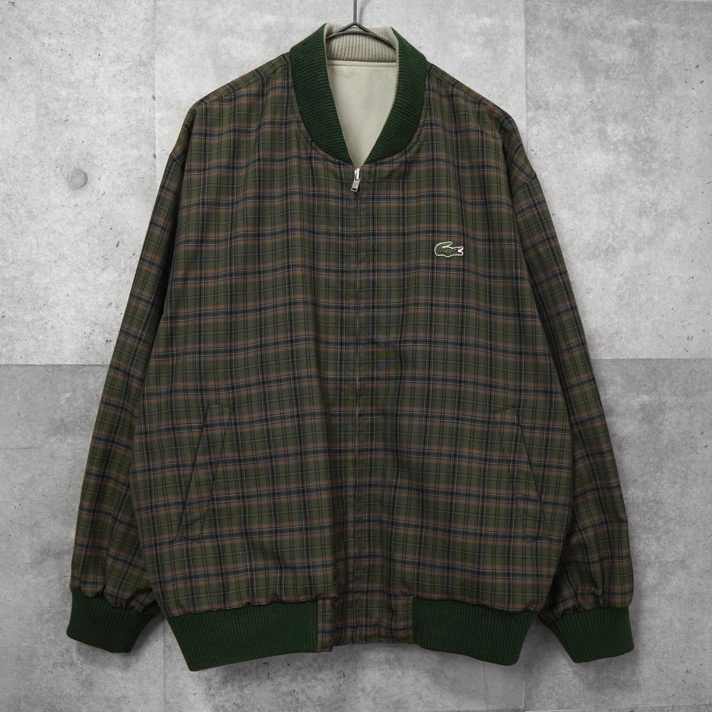 ラコステ リバーシブル ロゴパッチ チェック柄 スウィングトップ ブルゾン オフホワイト / カーキ