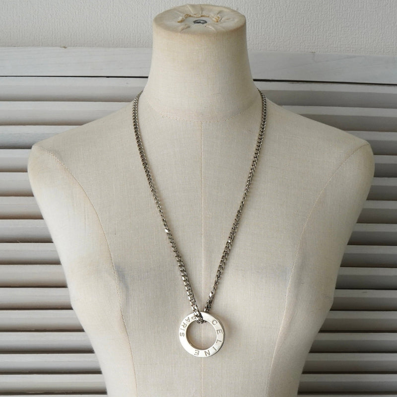 セリーヌ ヴィンテージ サークルロゴ シルバー ネックレス - NEWSED