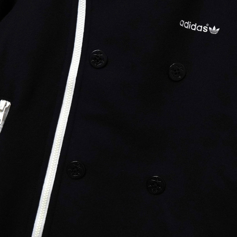 アディダス ロゴ ジッパー ウール ピーコート メンズ ブラック - NEWSED