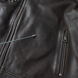 ジョン ヴァルベイトス ダブル ライダースジャケット レザージャケット ダークブラウン - NEWSED