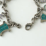 セリーヌ ヴィンテージ トリオンフ ロゴ ラインストーン チェーン ブレスレット シルバー - NEWSED