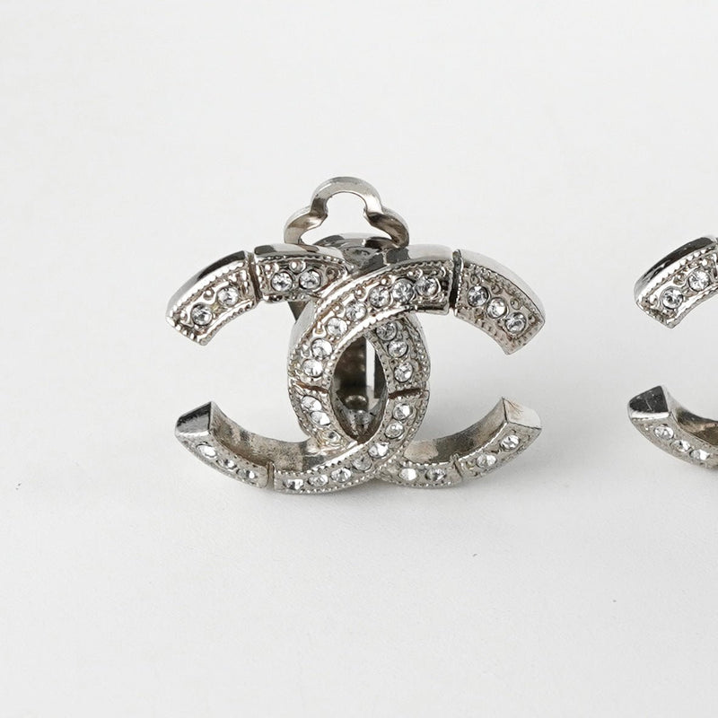 シャネル ココマーク ラインストーン イヤリング シルバー - NEWSED