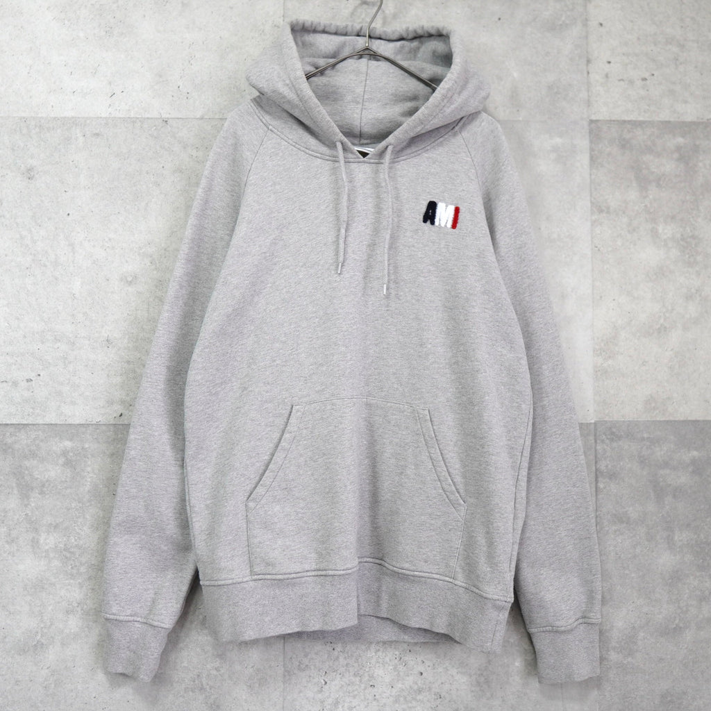 Ami Paris Pile 三色徽标连帽衫（灰色）