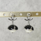 シャネル ココマーク カメリア ラインストーン パール ピアス シルバー / ブラック - NEWSED