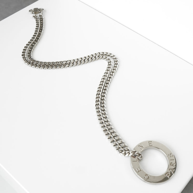 セリーヌ ヴィンテージ サークルロゴ シルバー ネックレス - NEWSED