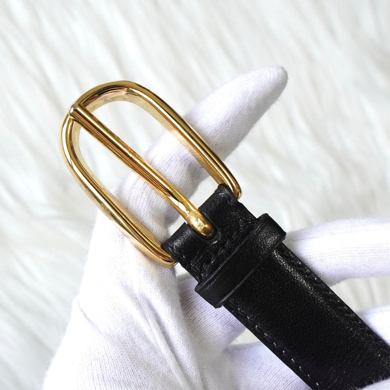 セリーヌ ヴィンテージ 輪馬車 サルキー レザー ベルト ブラック - NEWSED