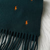 ラルフローレン スモールポニー ロゴ 総柄 刺繍 ウール マフラー モスグリーン