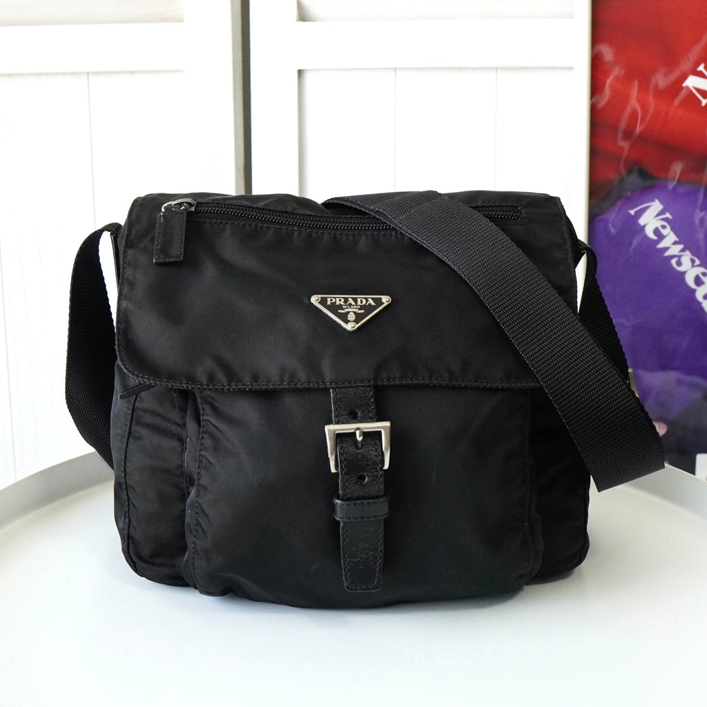 Prada nylon shoulder bag in black