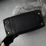 ロエベ アナグラム レザー ボストンバッグ ハンドバッグ ブラック - NEWSED