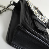 ミュウミュウ マテラッセ ビジュー レザー チェーン ショルダーバッグ ブラック - NEWSED