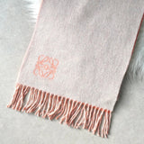 ロエベ アナグラム ダブルフェイス リバーシブル ウール アンゴラ マフラー ピンク / グレー - NEWSED