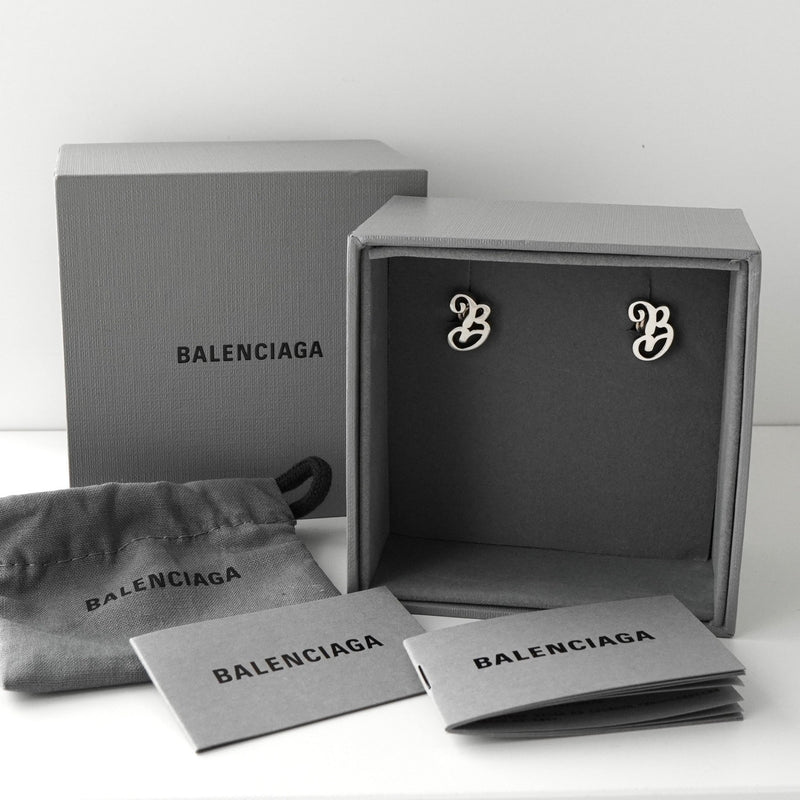バレンシアガ イニシャル シルバー ピアス 箱付き | ブランド古着を