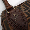 フェンディ エトニコ ズッカ柄 キャンバス/レザー ハンドバッグ ブラウン