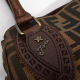 フェンディ エトニコ ズッカ柄 キャンバス/レザー ハンドバッグ ブラウン - NEWSED