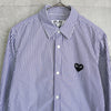 Play Comme des Garçons 蓝色心形标志条纹长袖衬衫